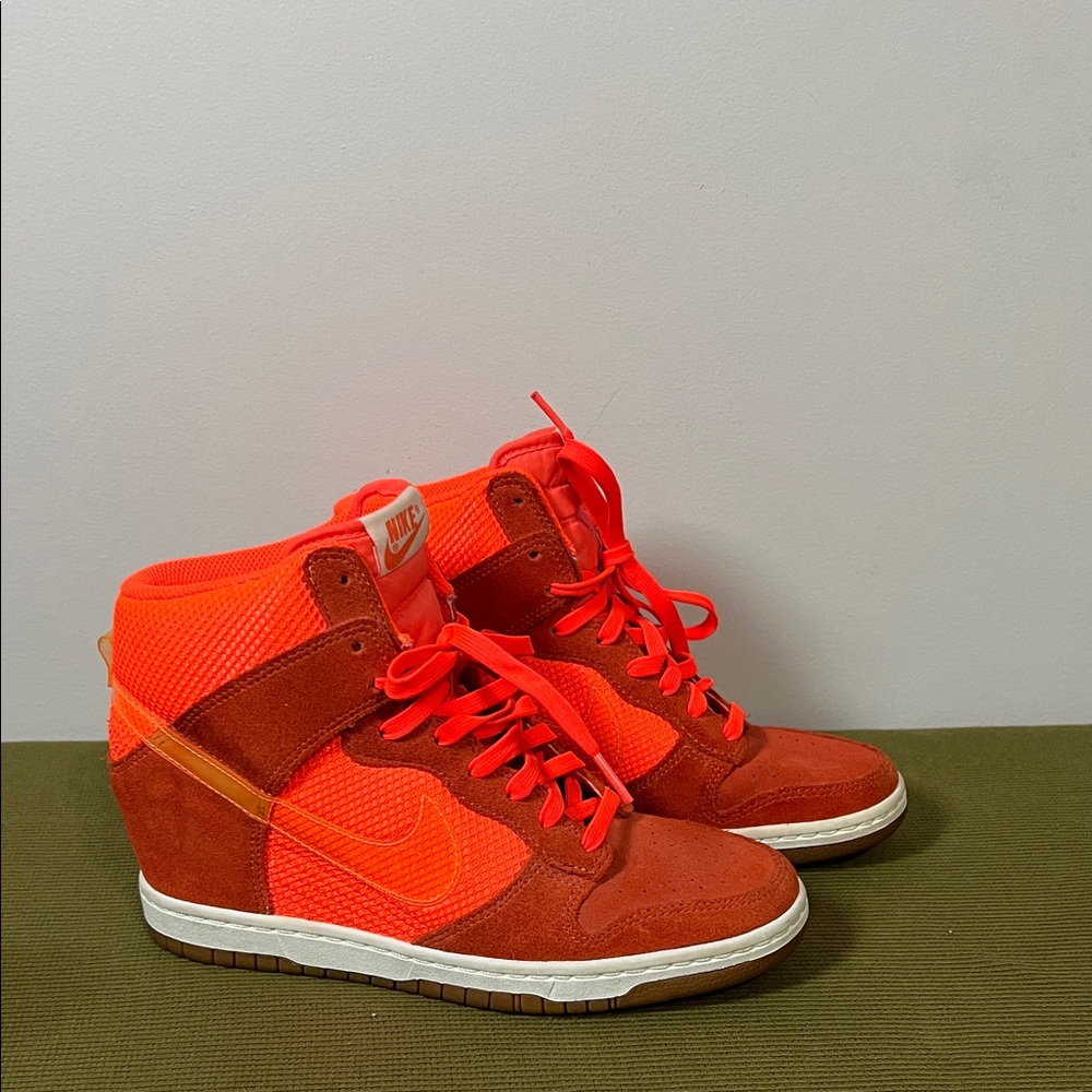 Nike Dunk Sky Hi Wedge in the Total Crimson
